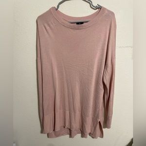 Worthington Womens XL Round Neck Long Sleeve Pullover Rose Light Sweater